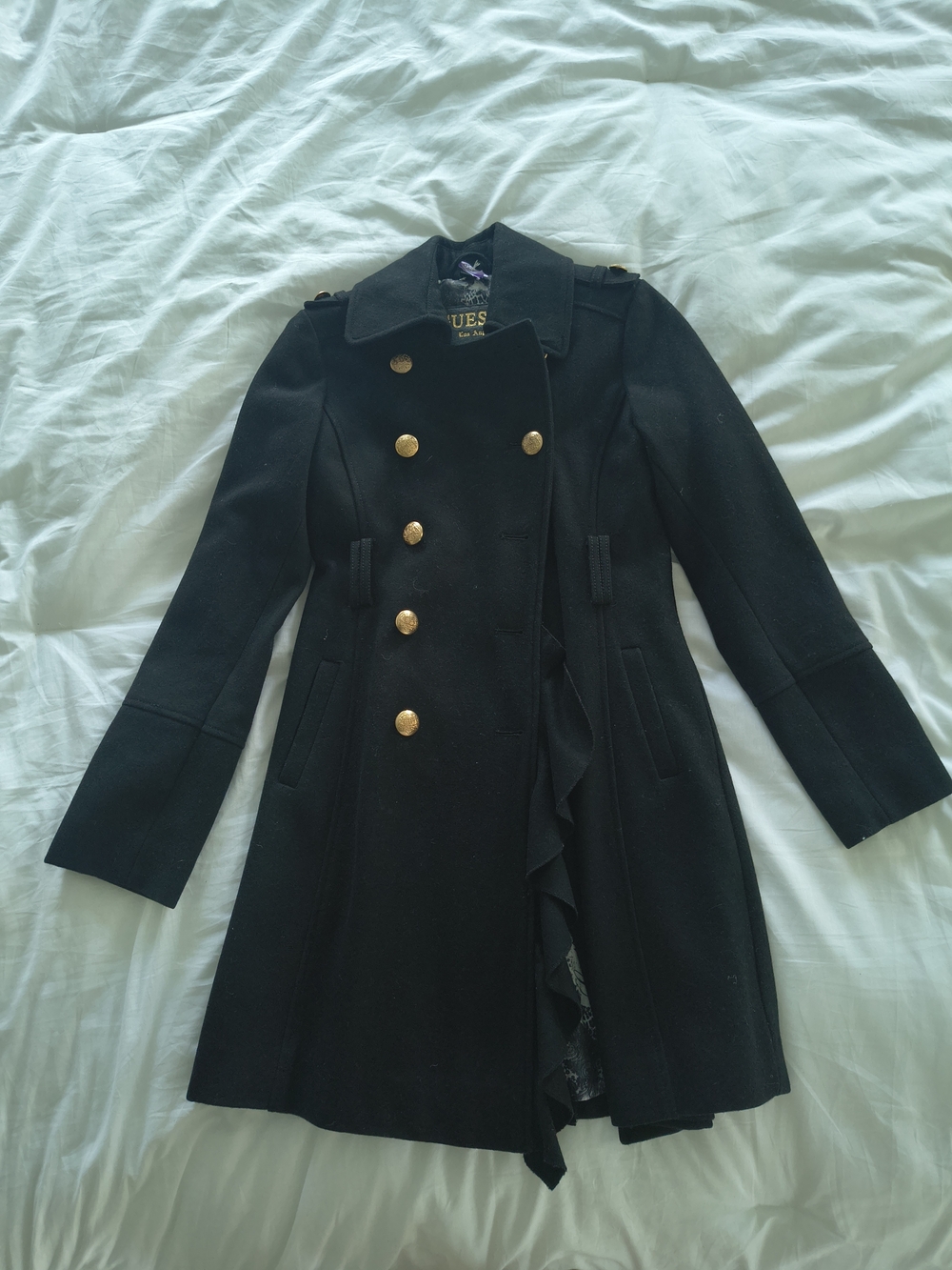 GUESS Women’s Black Double-Breasted Wool Coat